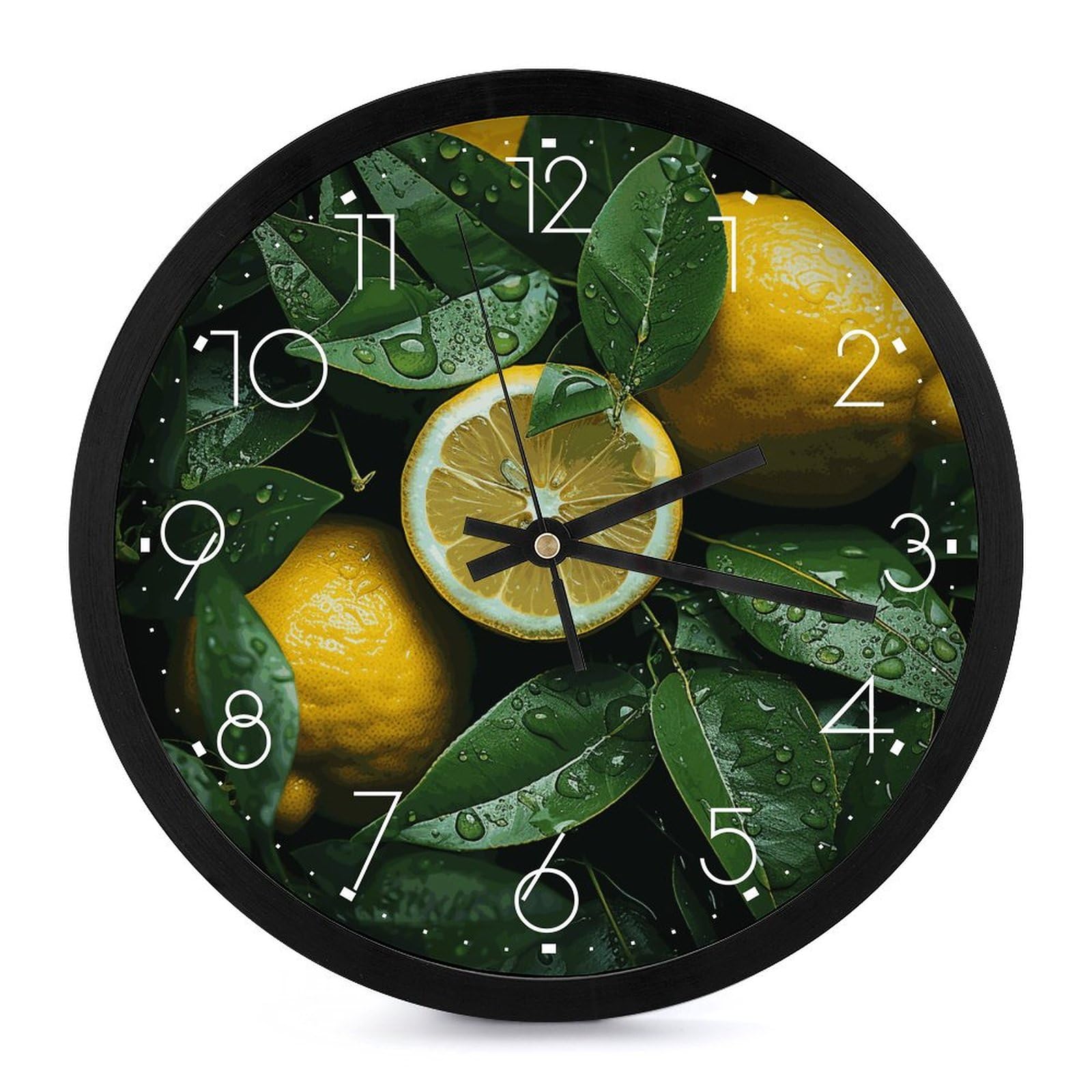 Horloge murale de cuisine ronde Fresh Lemon moderne à piles
