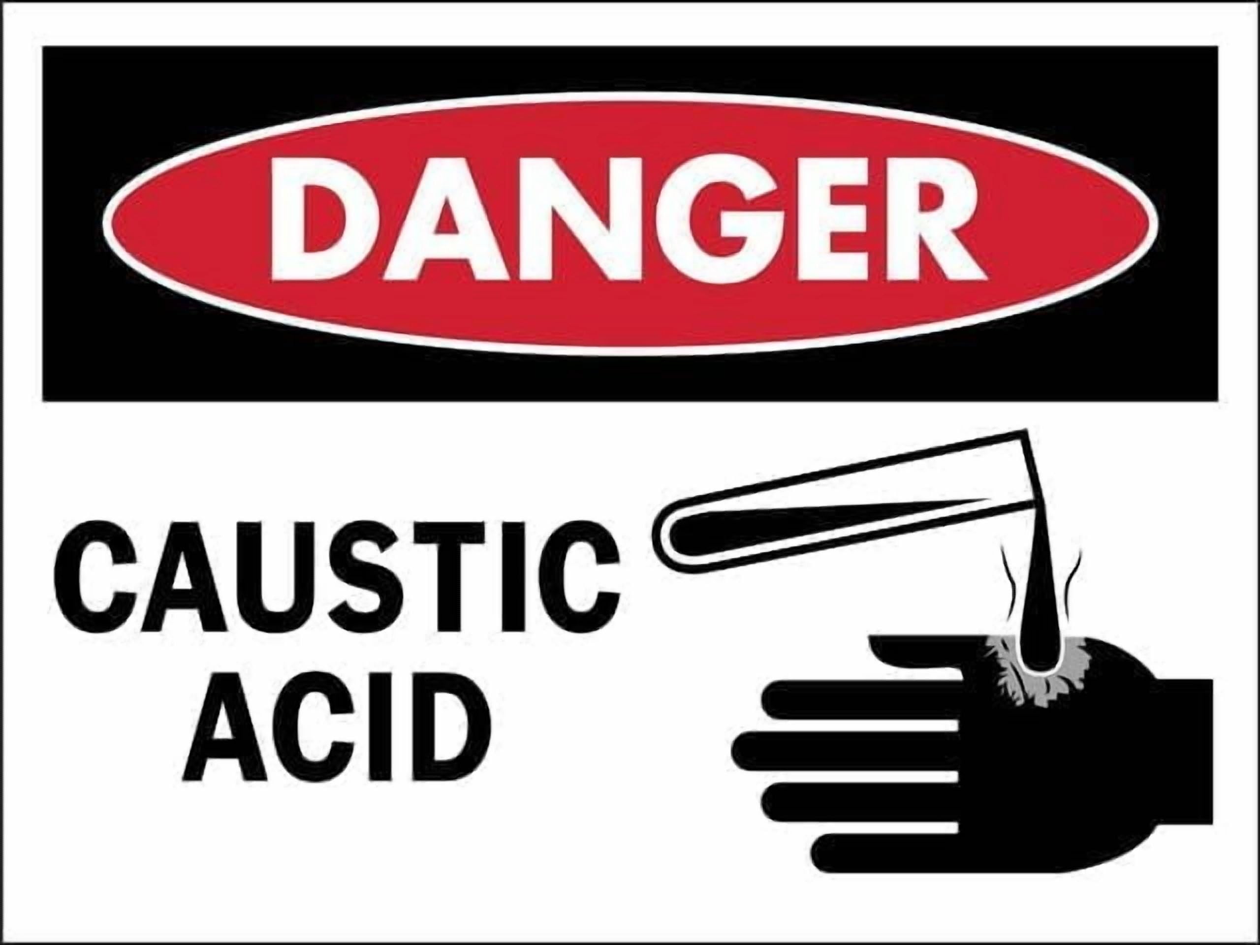 (2-Pack) Metal Tin Sign Danger Caustic Acid Symbol Sign Restriction Alert Attention Caution Warning Notice 8"X12" Sign Plate