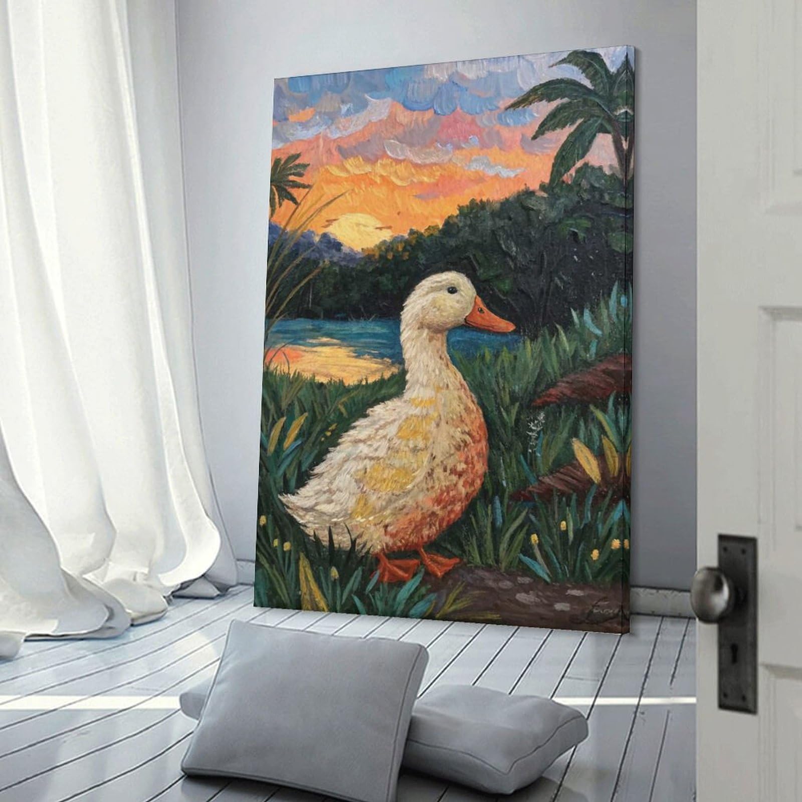 Junmoney Wall Picture Print Duck at Sunset Painting, 20x30inch(50x75cm), for Entrance Walls, Hall Decor Or Foyers, A Neat Decor Update for Hallways