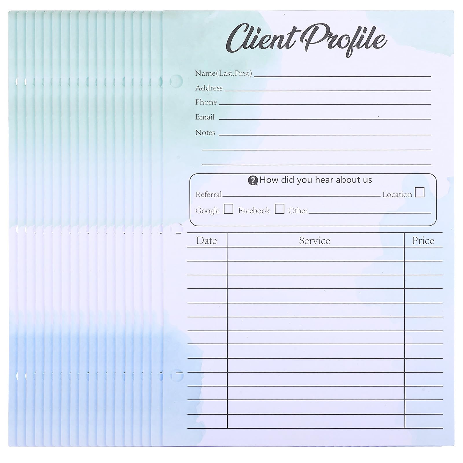 Fiches de profil client papier vert perforées contre les pertes de notes - 8