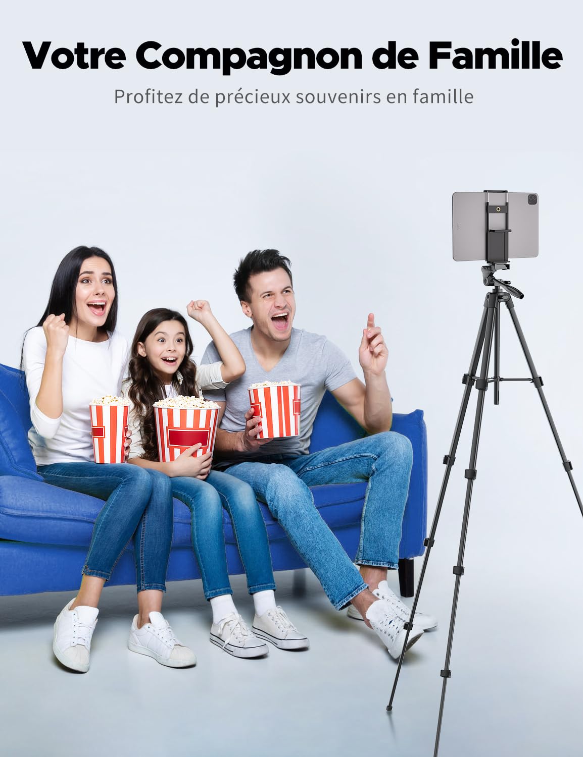 Trépied 152,4 cm pour iPad Pro et iPhone Compatible avec Tablette/iPad Pro 12,9"/Webcam/caméra vidéo, trépied iPad Pro avec télécommande et Sac pour Vlog/vidéo/Photographie