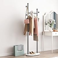 Vista 2 de Perchero Negro con Estantes, Perchero Moderno Independiente con Base de Mármol, Perchero de Árbol para Sombreros, Perchero de Pie para Boutique