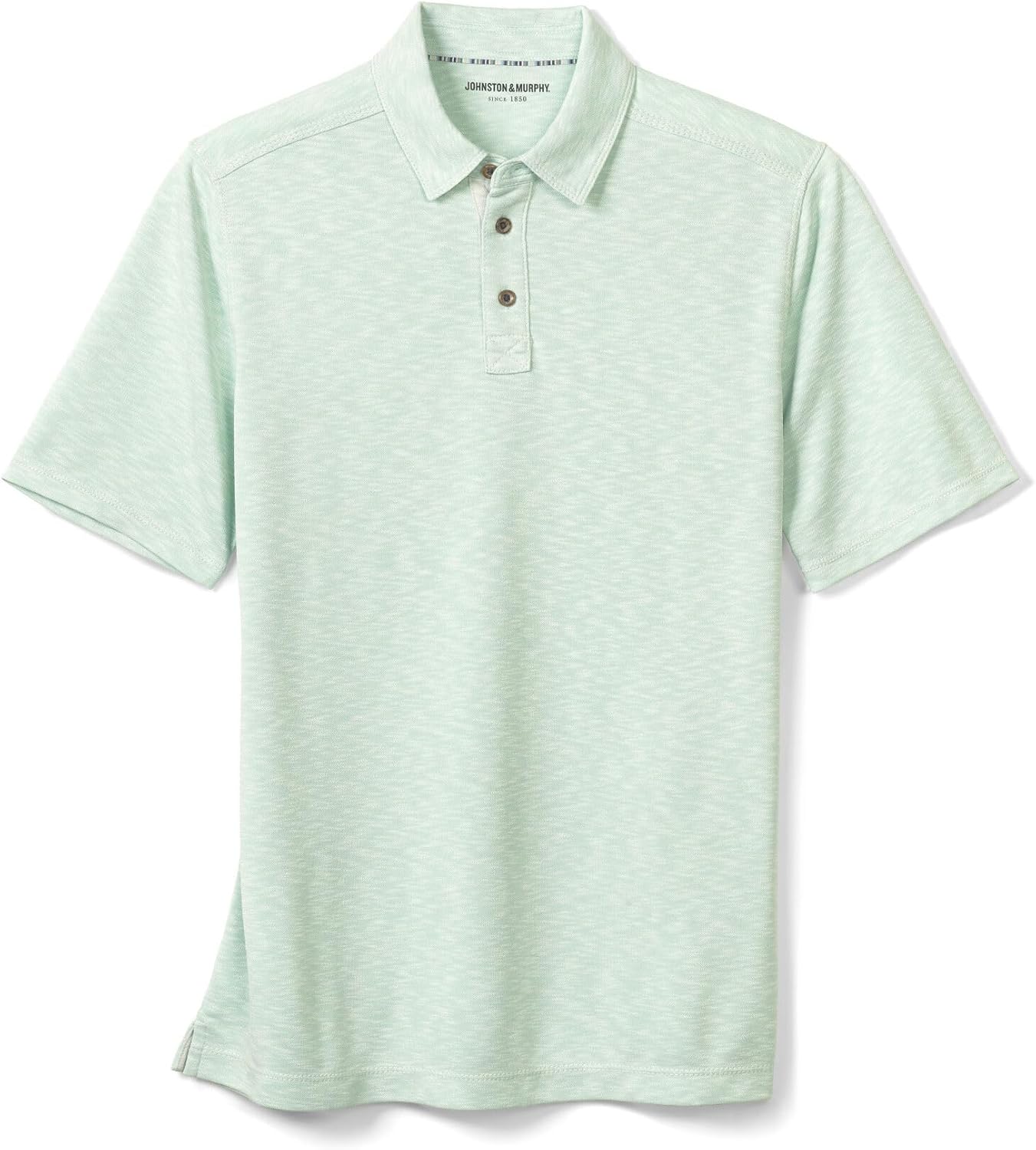 Johnston & Murphy Vintage Slub Polo - T-Shirt for Men - Short Sleeves - Spread Collar - Straight Hemline Mint 3XL One Size