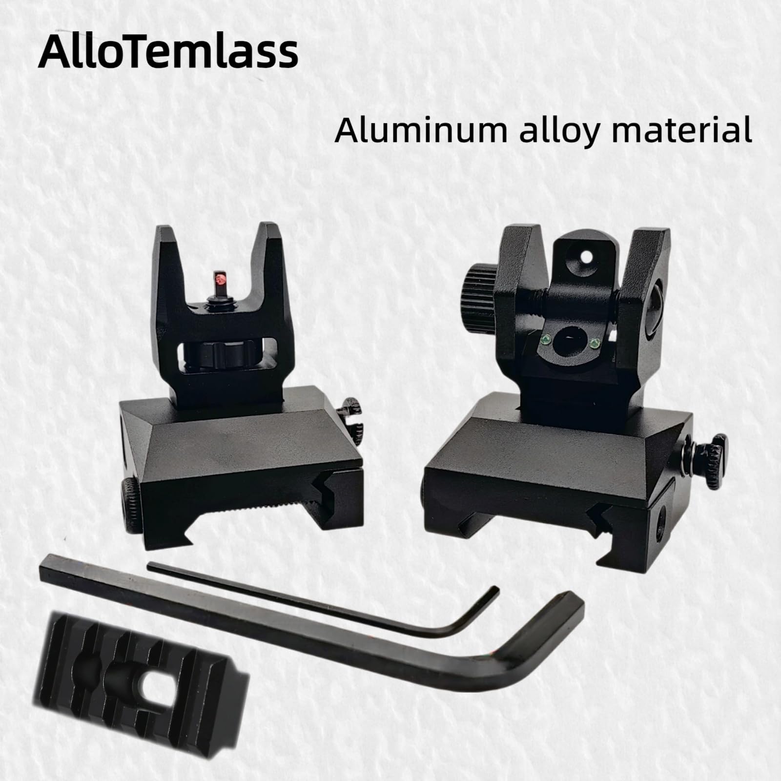 Flip-Up Iron Sight Set Red/Green Fiber Optic BUIS M-Lok Picatinny Aviation Aluminum