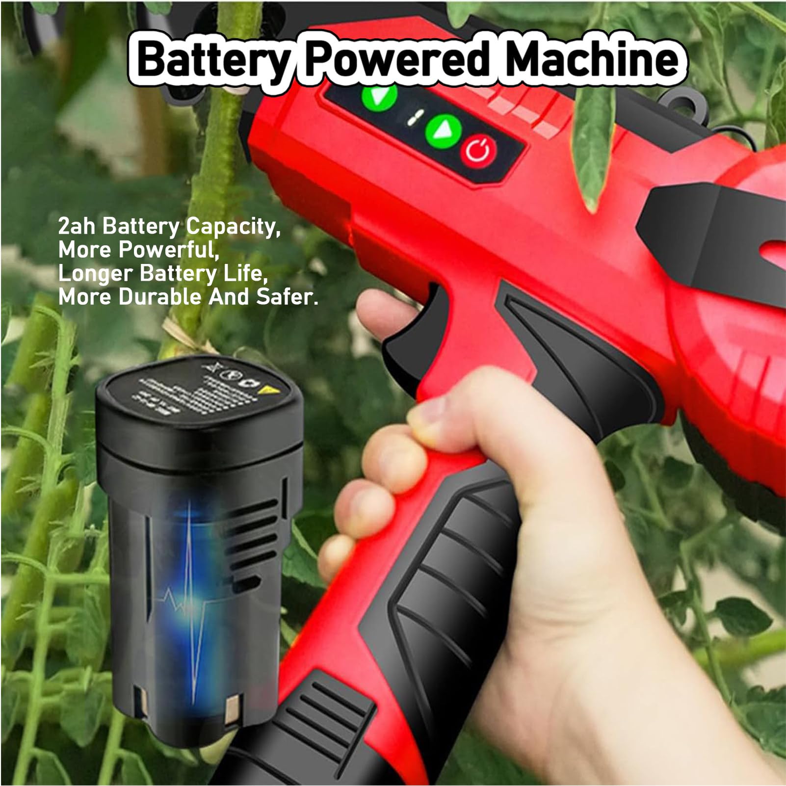 Máquina de atar eléctrica para vides, herramienta portátil para atar eficientemente ramas de uva en jardinería, equipo de jardinería fácil de usar, diseño recargable