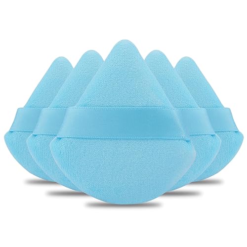 Miniatura 8 de Powder Puffs Daubigny 6 piezas de soplo de polvo facial suave triangular para polvo suelto, polvo mineral, polvo corporal, terciopelo, base