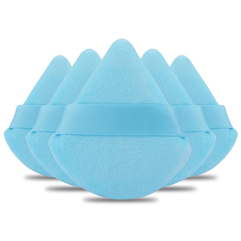 Puffs triangulares para maquiagem Daubigny, azuis, 6 unidades