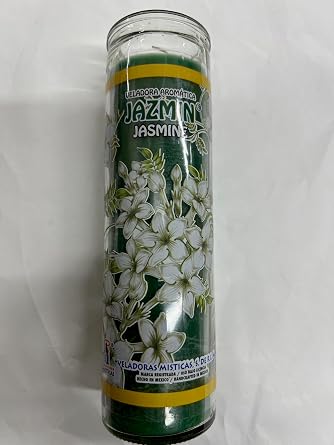 BRILUX Jasmine Jazmin Scented Green Pillar Candle in Glass