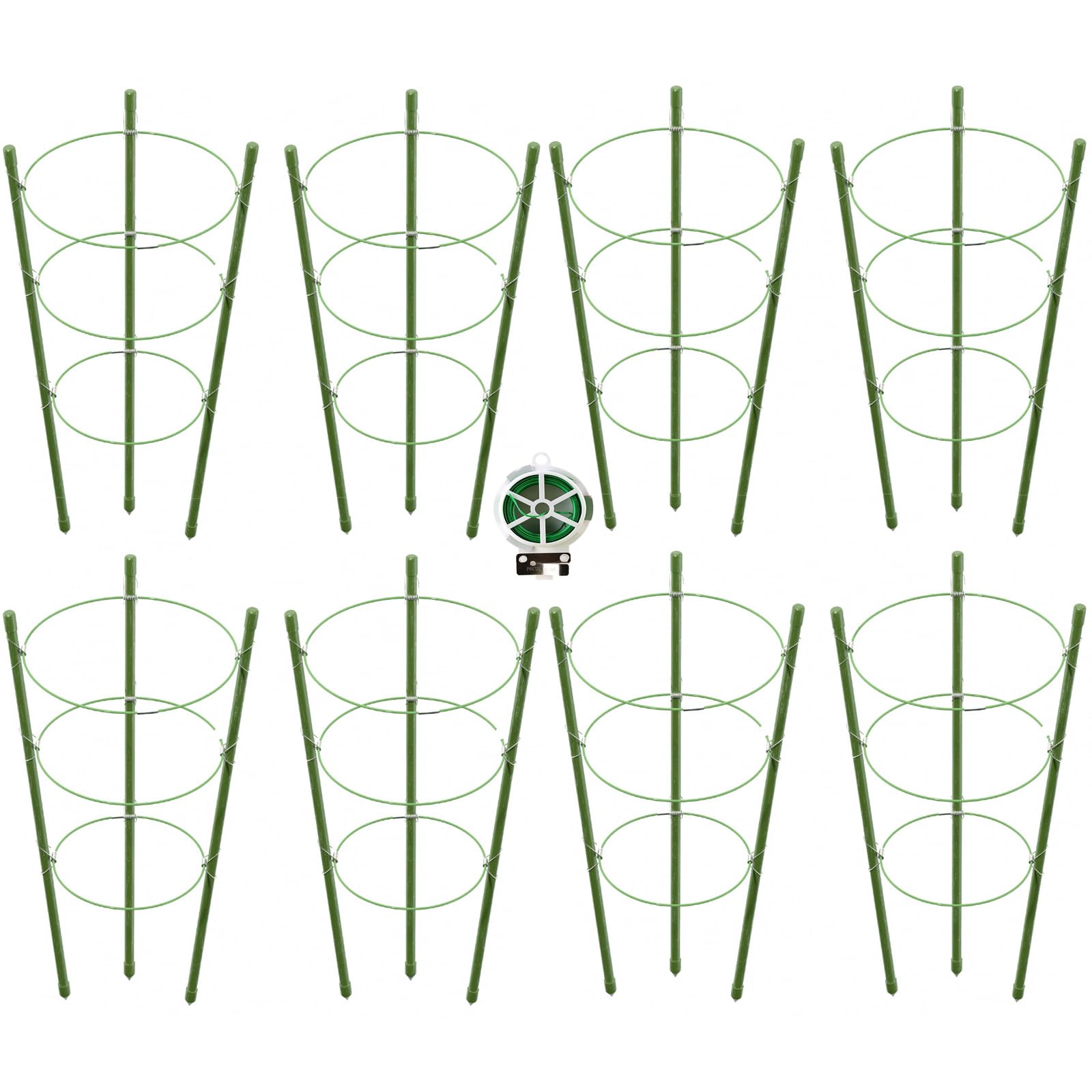 JCKHXG 8 Pack Tomato Cage, 18 inches Plant Support Cages for Garden, Upgrade Garden Plant Stakes with Adjustable Rings, Plants Trellis for Tomato,