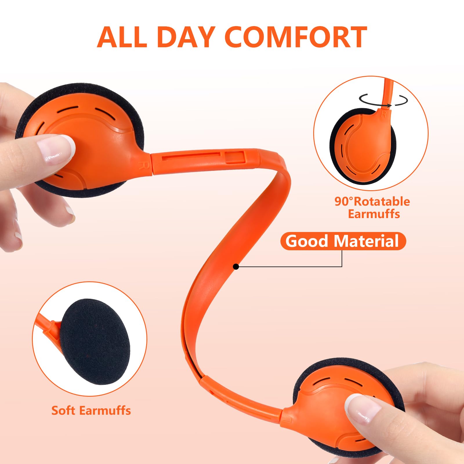 Cuffie per bambini, per scuola, classe, confezione da 100 pezzi, durevoli, per bambini, studenti, ragazzi, ragazze, audio HD, jack da 3,5 mm (colori misti)