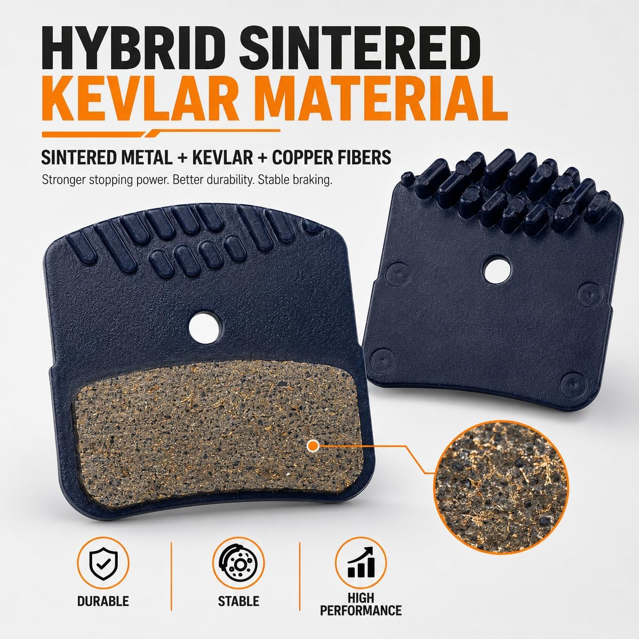 2 Pairs Hybrid Sintered Kevlar Brake Pads with Cooling Fins for Sur-Ron Light Bee X/LBX, Talaria MX4, Segway X160 X260, Compatible with Shimano H03C Saint Zee –Electric Dirt Bike Brake Pads