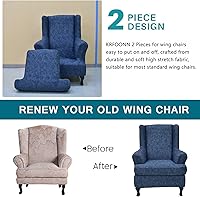 Vista 4 de KRFOONN Fundas elásticas para silla de alas con estampado, 2 piezas, fundas con respaldo de ala para silla, fundas suaves de elastano con respaldo