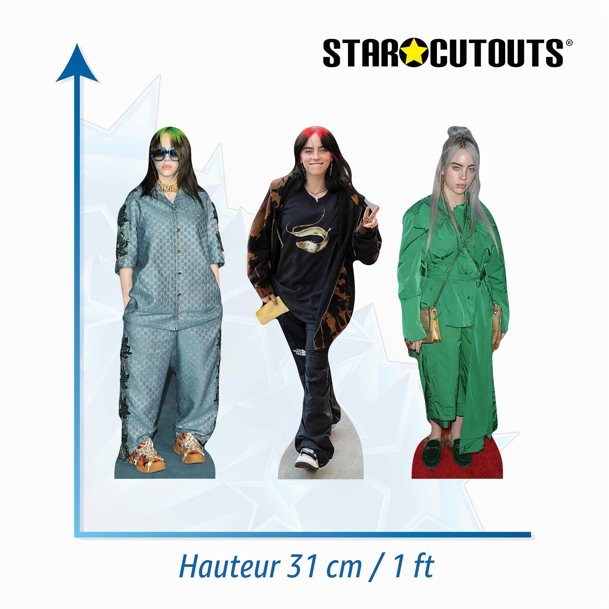 Star Cutouts Billie Eilish CS1395 Lot de découpes en Carton Hauteur 31 cm