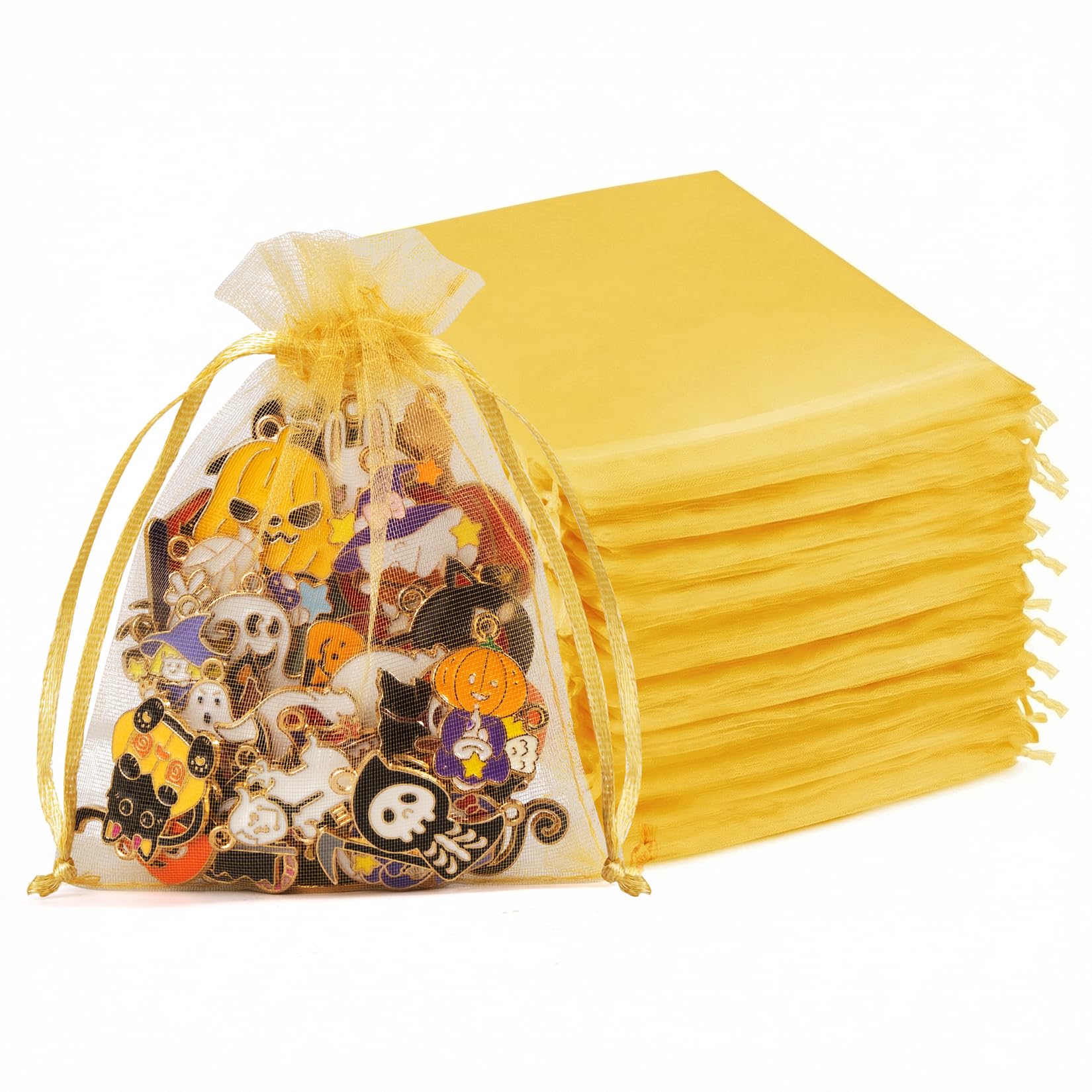 Crweety 50 Pcs 4x6 Inch Gold Organza Bags - gift wrapping supplies | Mubboo