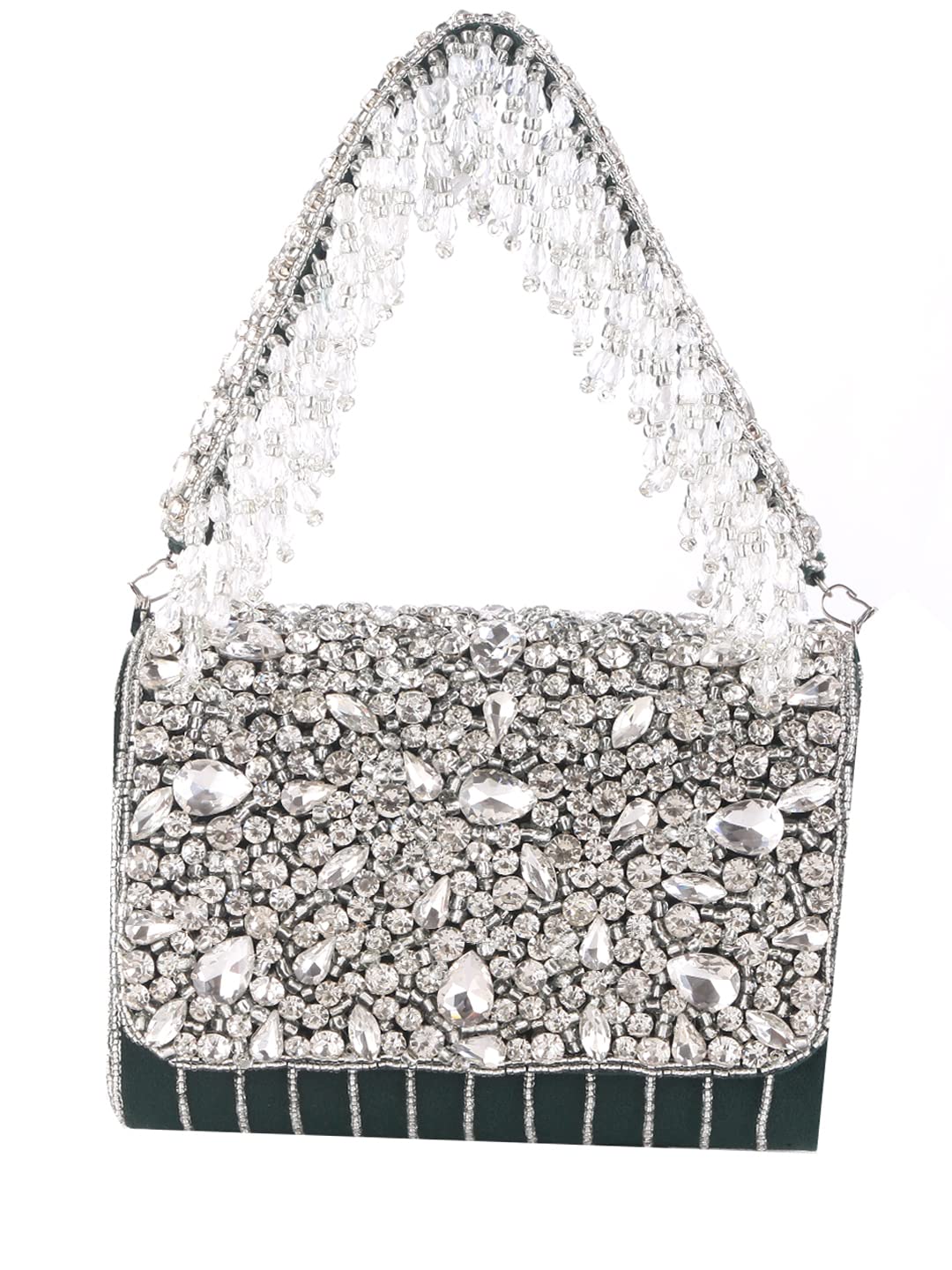 swisni Black crystal stone clutch bag II Women's Traditional Designer Clutch For Women & Girls II FLAP BAGS-picture-10