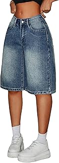 Girls Jean Shorts Cute Vintage Distressed Washed Denim Shorts for Teen Straight Leg Y2K
