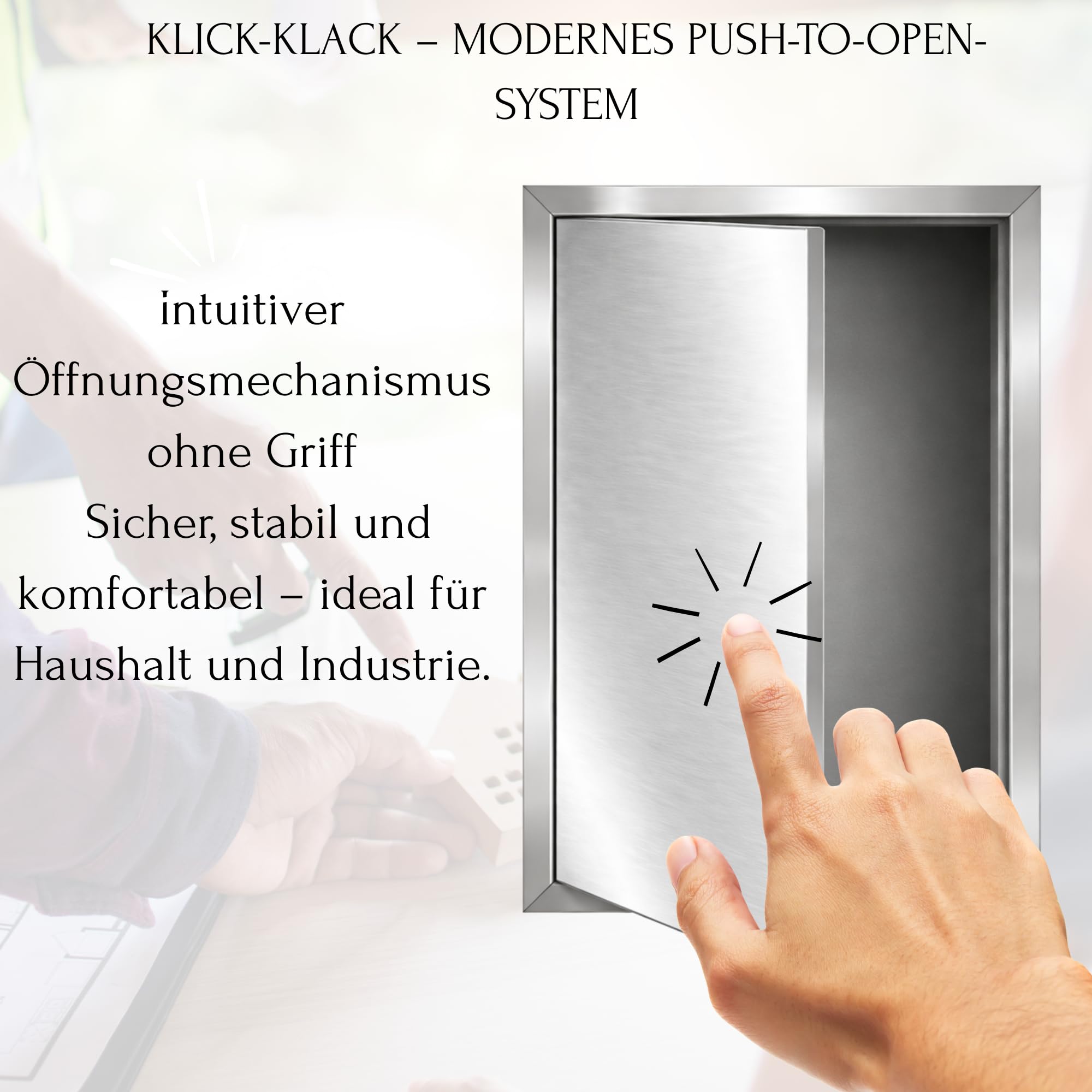 TMALASER Drzwi rewizyjne metalowe 15 x 25 cm stal nierdzewna – klapa rewizyjna Inox 150 x 250 mm push to open/Klick-Klack - drzwi inspekcyjne do ścian karton-gips