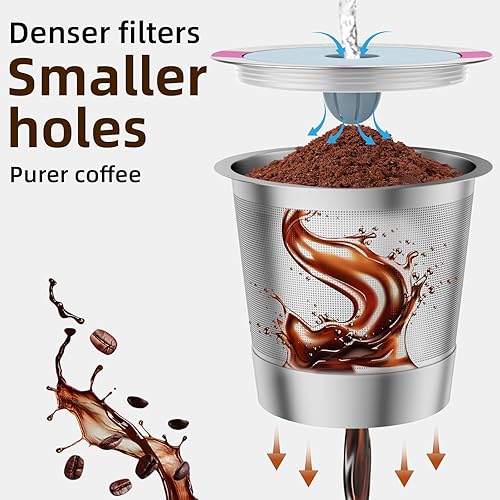 Miniatura 4 de Paquete de 2 cápsulas de café reutilizables K Cup, filtros de café universales de acero inoxidable recargables K Cup para cafeteras Keurig 1.0 y 2.0