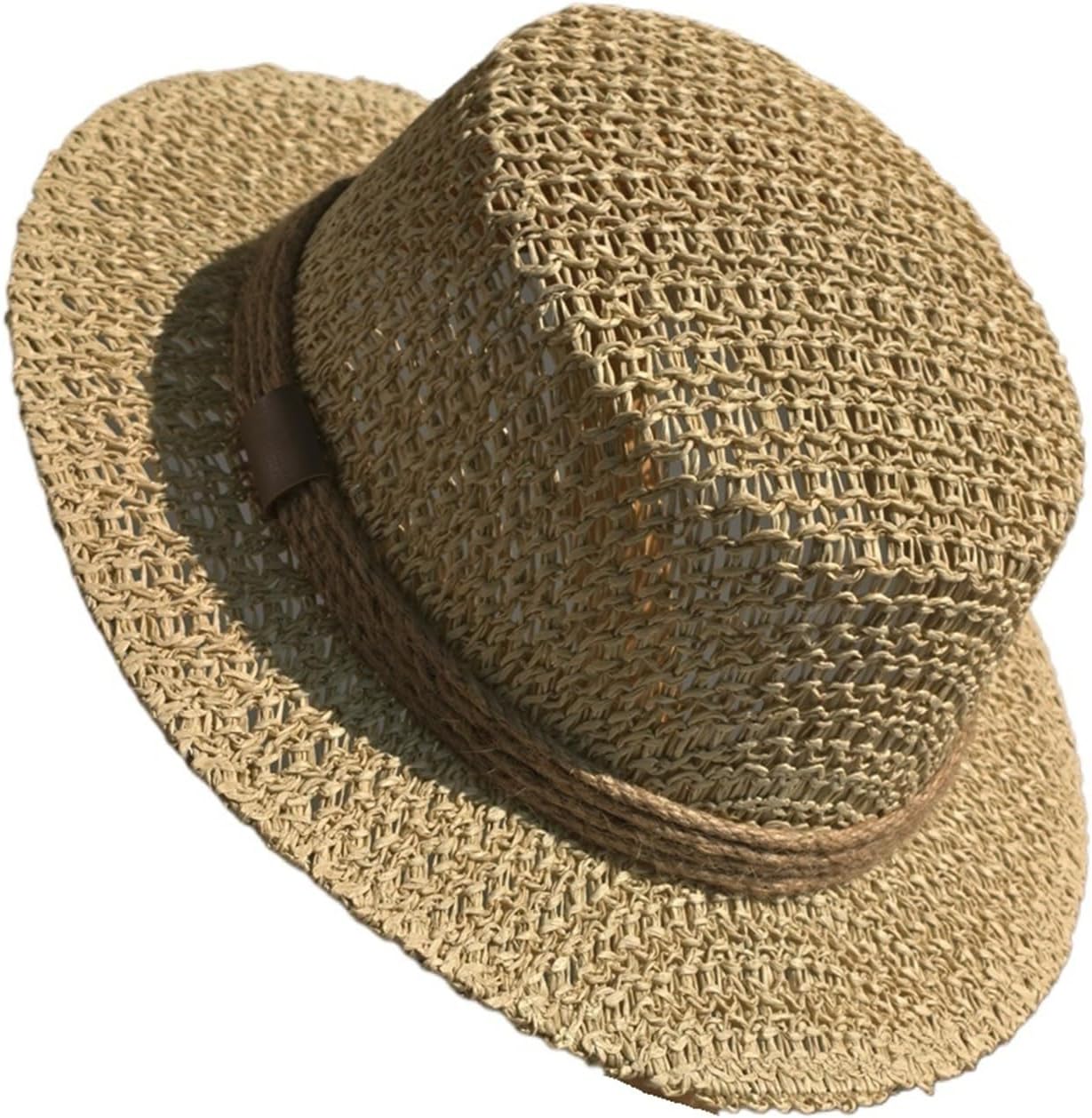 Panama Straw Sun Hat Openwork Woven Sturdy Papyrus Unisex Classic Beach Cap Adjustable 55-58cm Summer Sombreros