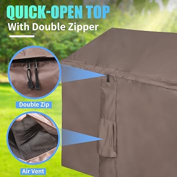 Waterproof Garden Shed Cover, Outdoor Storage Box Covers with Quick-Opening Slope Top Compatible with Store It Out Series, 420D Oxford Brown (135*75*114cm)