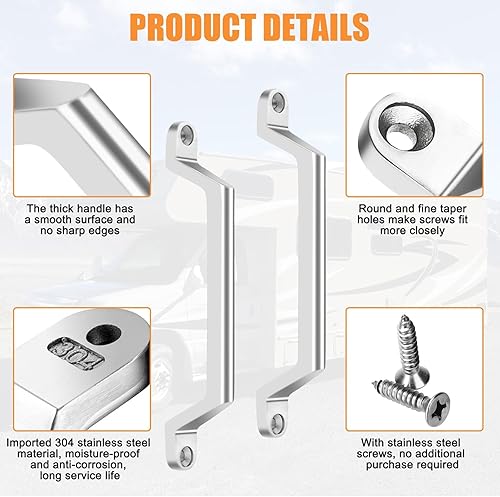 Miniatura 3 de Linkstyle 2 manijas para puerta de entrada de acero inoxidable 304, barra de asistencia de puerta de entrada de acero inoxidable, para RV, barco,