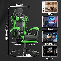 Vista 23 de Gaming Chair with RGB LED Lights, High Back Ergonomic Computer Gamer Chair with Headrest and Lumbar Support, Racing Style Reclining Game Chair for