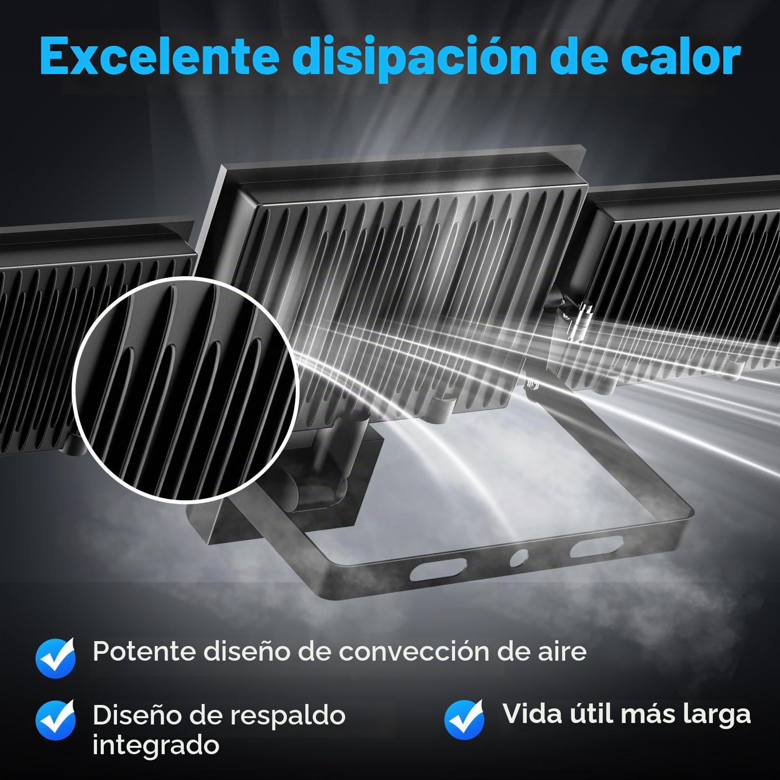 Foco LED con Sensor de Movimiento, 150W 15000LM Super Brillante Focos Exterior, 3 Cabezales de Lámpara, IP66 Impermeable, Rotación Horizontal de 90°, 6500K Blanco Frío para Casa Garaje Patio
