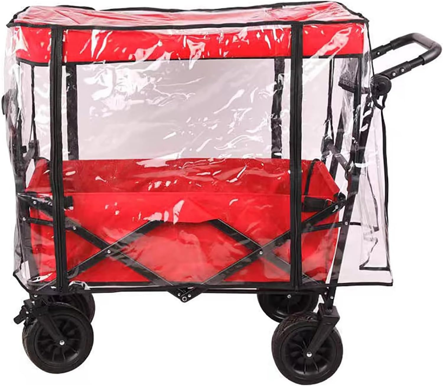Amazon プッシュプル折りたたみワゴンレインカバー 子供用アウトドアキャンプ、ショッピング、ガーデン用のクリアキャノピー 必須