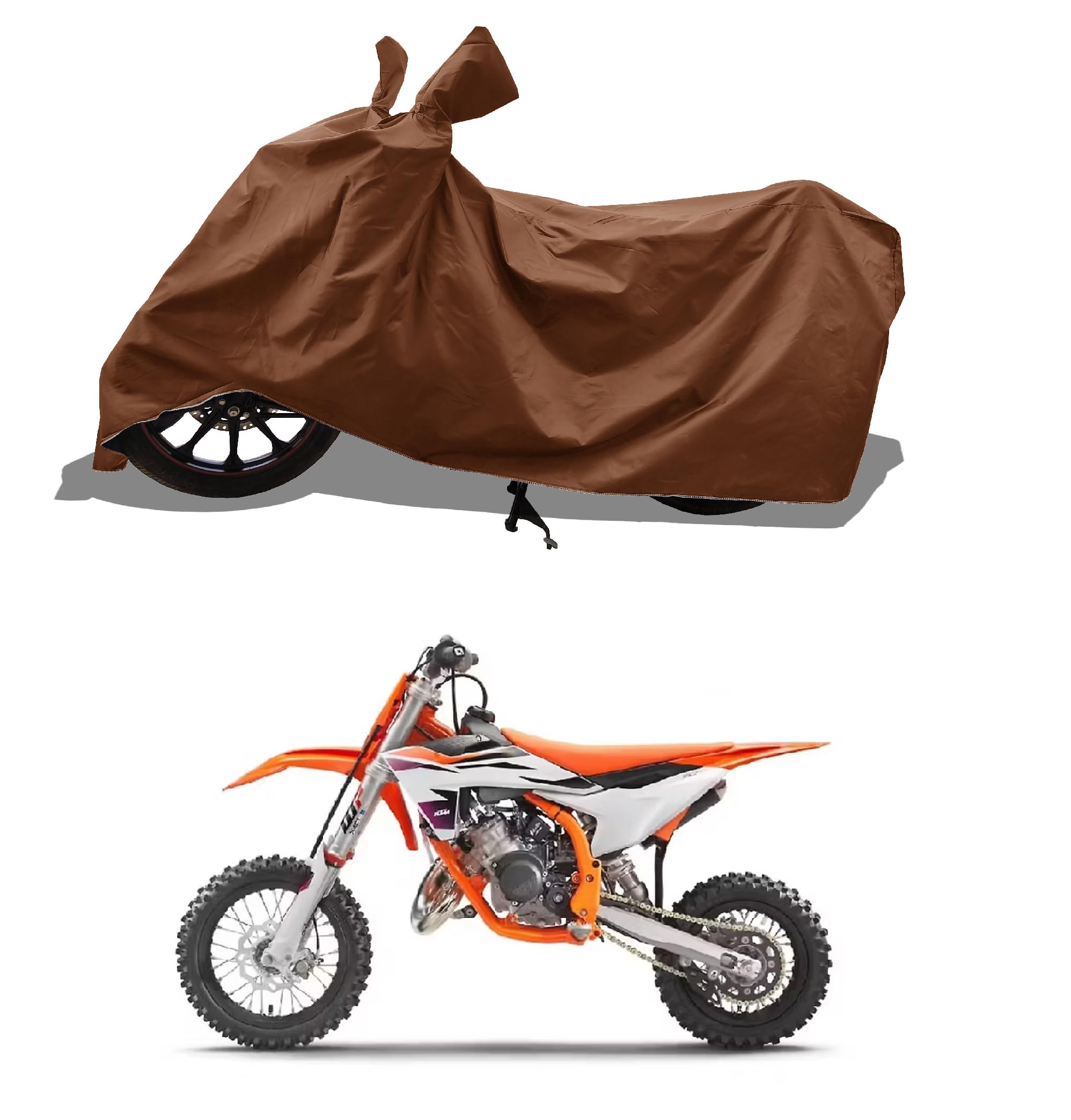 All Weather Protection Bike Cover for KTM 50 SX Bike Cover with Water-Resistant and Dust Proof Premium 190T Fabric_Coffee