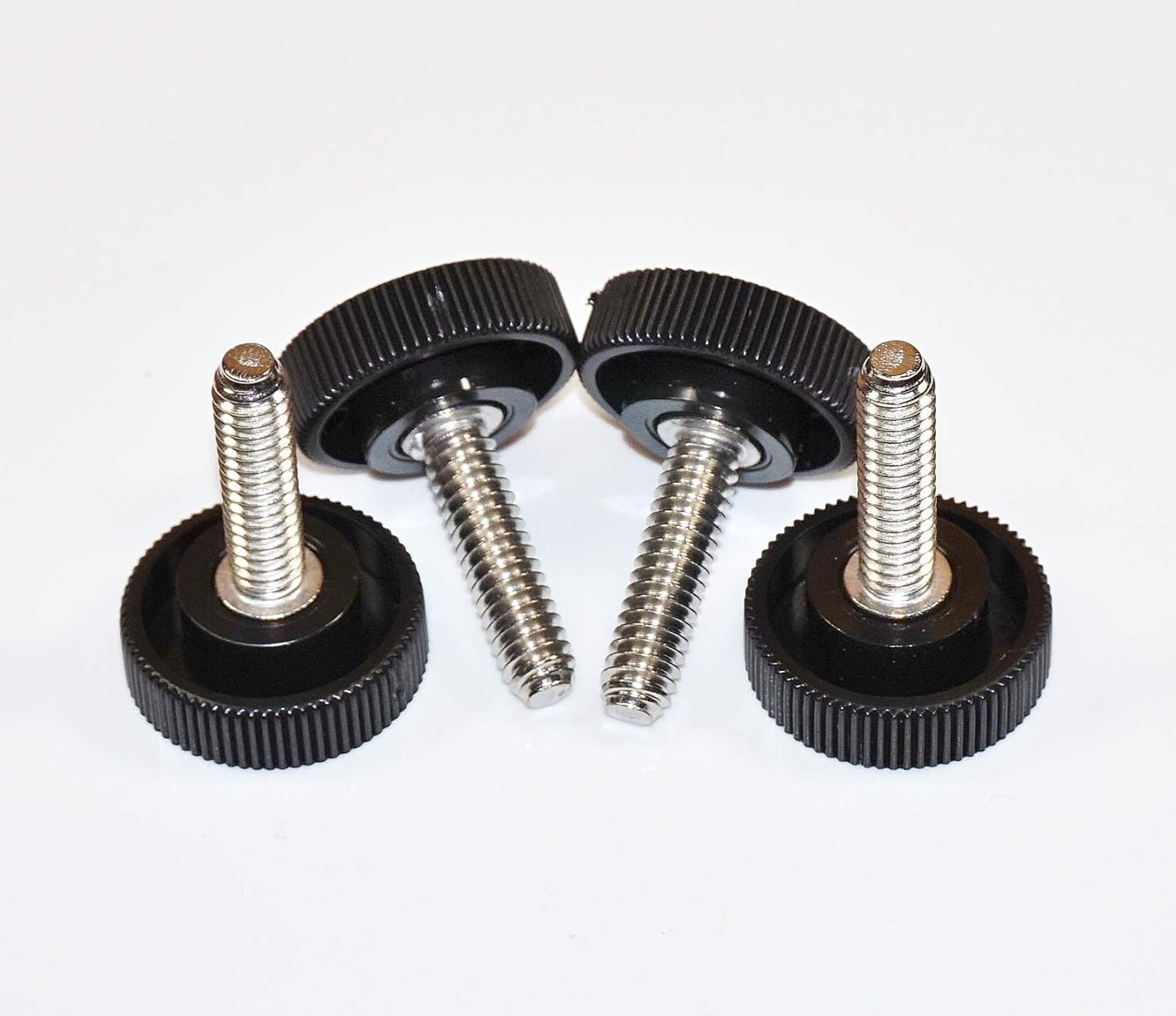 Four (4) 1/4-20 x 1 Long Stainless Steel Thumb Screws 1 Round Knurled Plastic Head