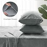 BEDELITE Ensemble de lits de draps polaires, super doux et chaud en peluche 4 Pièce pour cadeau d'hiver & Décor, y compris 1 Feuille de poche encastrée, 1 Feuille plate et 2 Oreillers Taille Reine, Gris