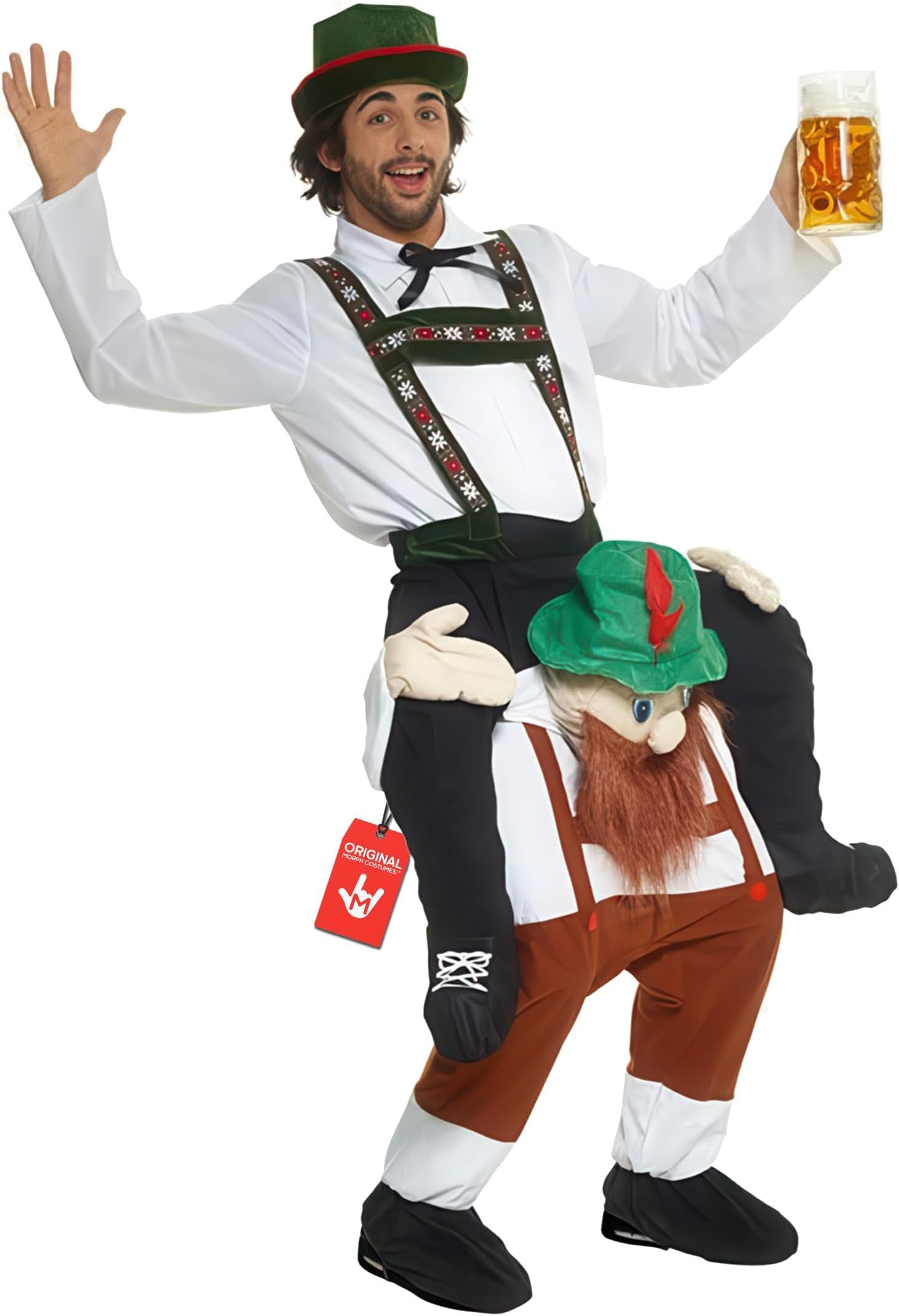 Morph Bavarian Piggyback Costume, Oktoberfest Costume Men, Lederhosen October Festival Costumes, Halloween Costumes Men