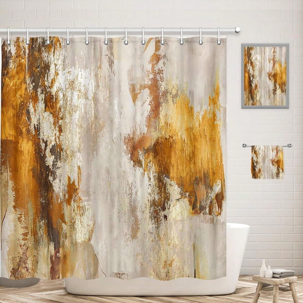 Rideau de douche abstrait imperméable anti-éclaboussures 148 x 202 cm
