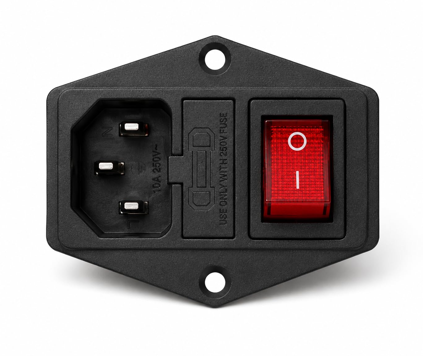 IEC C14 Power Entry Module 10A 250V AC, 3-Pin Male Panel Mount Inlet Socket with Illuminated Rocker Switch, Built-in 5A Fuse Holder for Power Supply, Amplifier, DIY Electronics (Pack of 1)-image-27