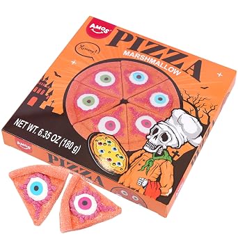 AMOS Halloween Pizza Gummy & Eyeball Marshmallow Candy Fun, Gross-Looking Treats for Kids, Parties, Birthdays & More 180g Bag