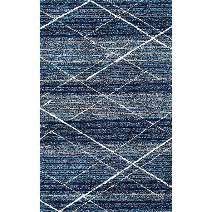 Image of Shaggy Rug for Bedroom Living Room 3X5 FEET Fluffy Plush Area Carpet with Non Slip Backing, Modern Cozy Floor Rug for Home Decor and Comfort (Luxury Mustard-Blue)