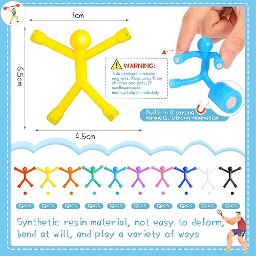 Miniatura 3 de Jerify 50 imanes de nevera coloridos magnéticos para hombres, juguetes humanoides, pequeños, flexibles, lindos juguetes para refrigerador, puerta,