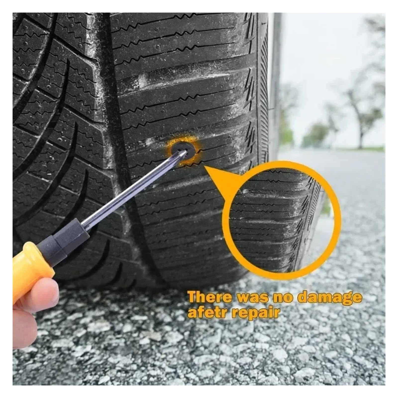 Yvxotrxnk Uniwersalny zestaw naprawczy do samochodu, skutera motocyklowego, gumowego, bezdętkowego tyrepa, bez gwoździ (100 x S)