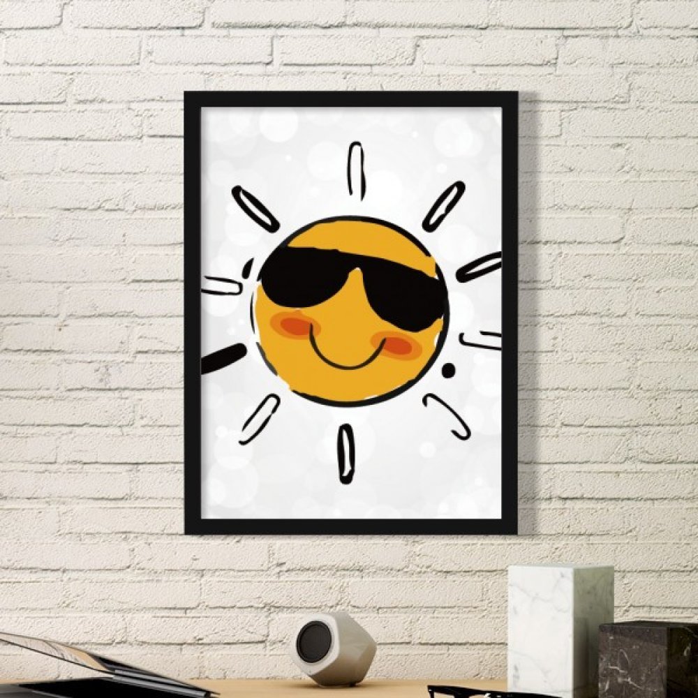 Cadre photo en bois noir motif météo soleil cadeau déco original