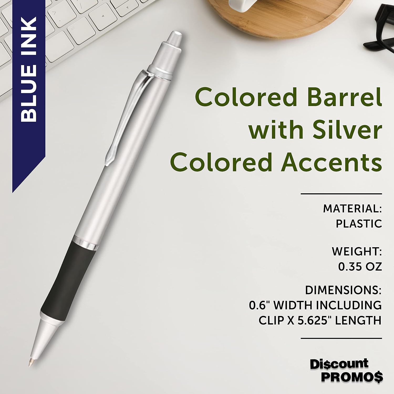 DISCOUNT PROMOS The Grip Pens- 10 pack - SilverBI