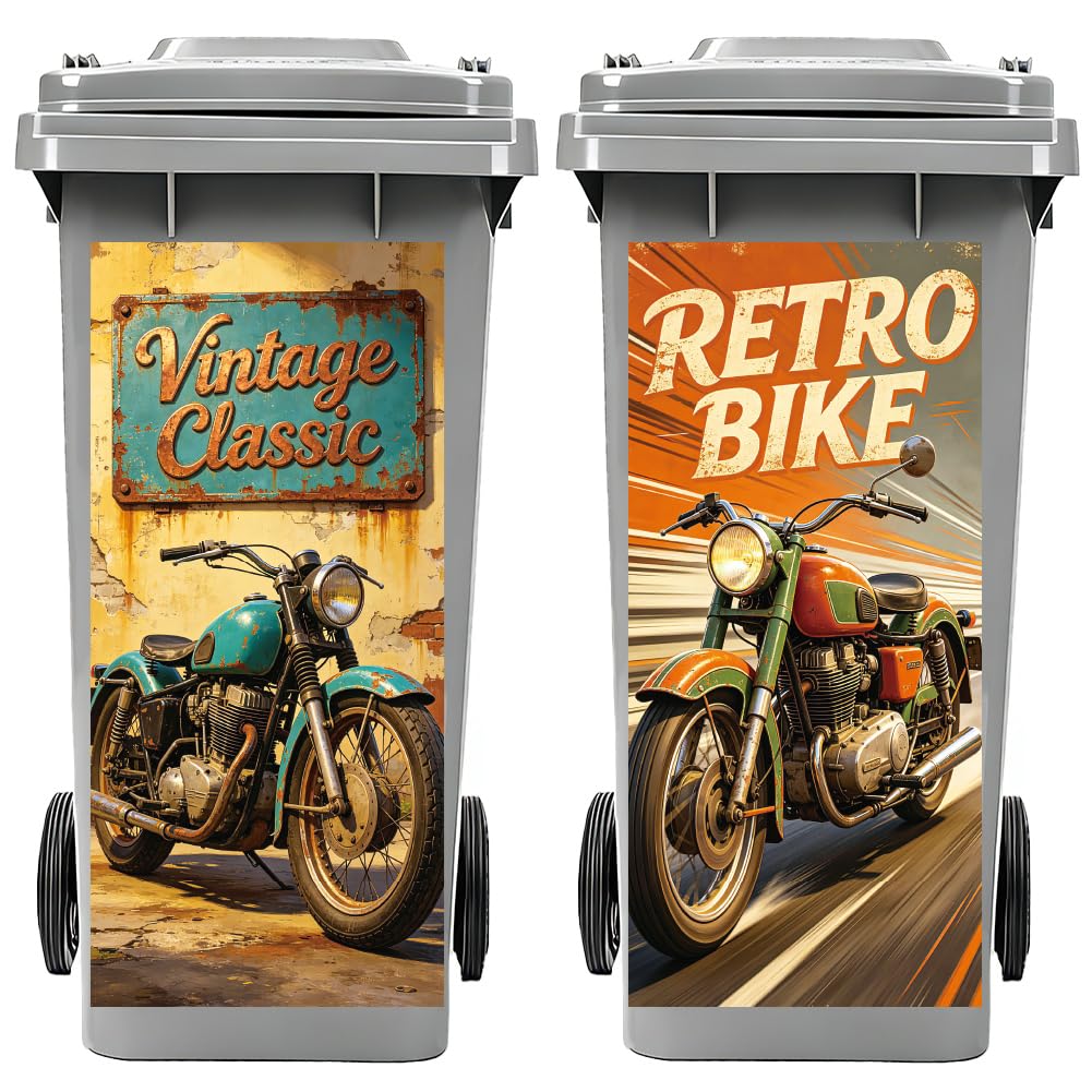 Peacoblue 2Pcs Wheelie Bin Stickers Motorcycle Car Text for Dustbin Decor