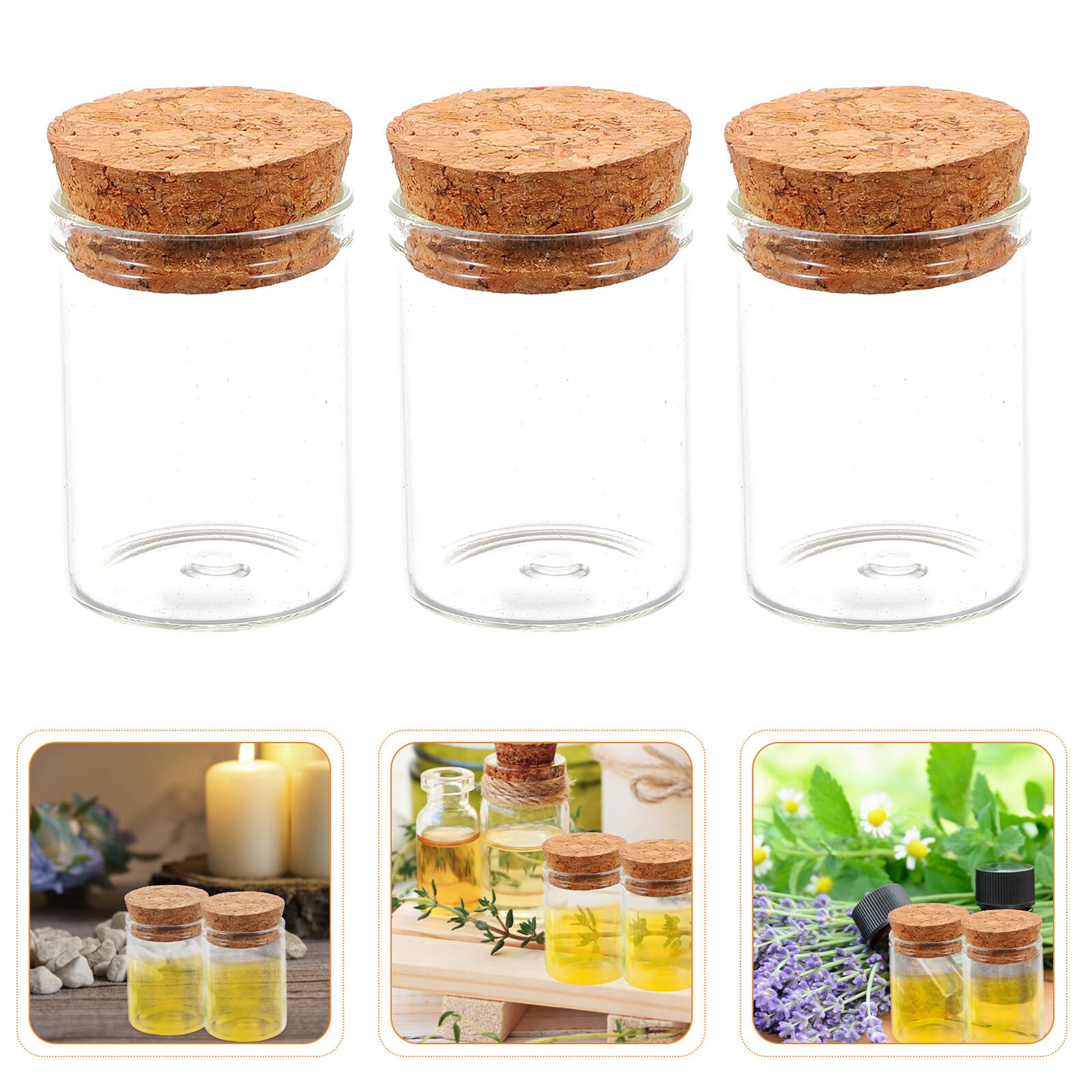 GALPADA 48 Mini Bottiglie di Vetro con Tappo di Sughero 15ml, Design a Bocca Dritta, Resistenti e Protettive, Perfette per Viaggi e Campioni di Laboratorio