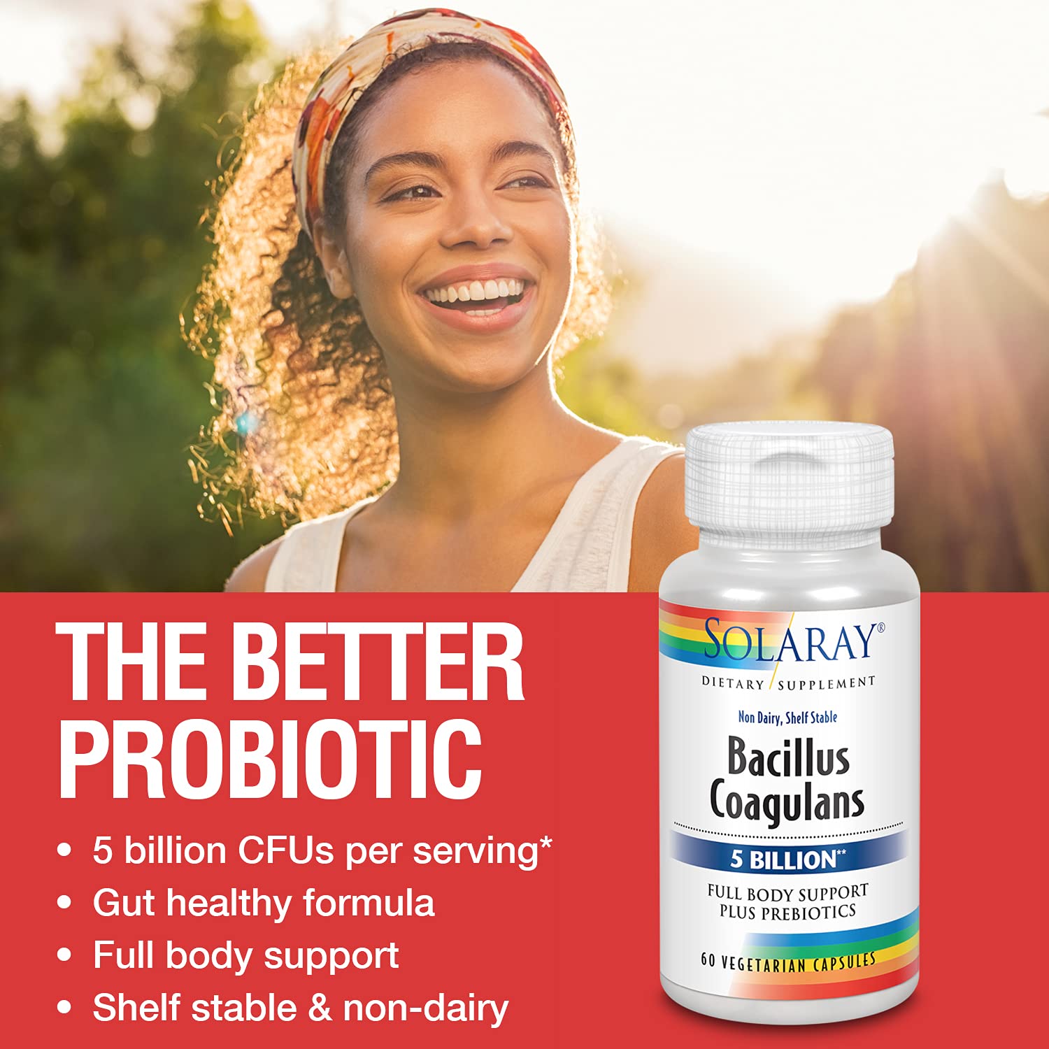 Solaray Bacillus Coagulans Probiotic, Shelf Stable Full Body Support