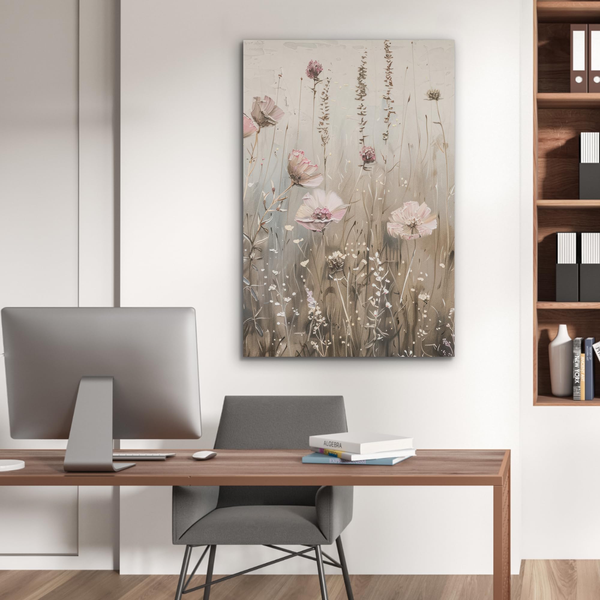 MuchoWow© Décoration en Feutre Murale Design 70x100 cm Élément Déco Chambre Salon Maison Cuisine Moderne Fleurs - Rose - Moderne - Beige