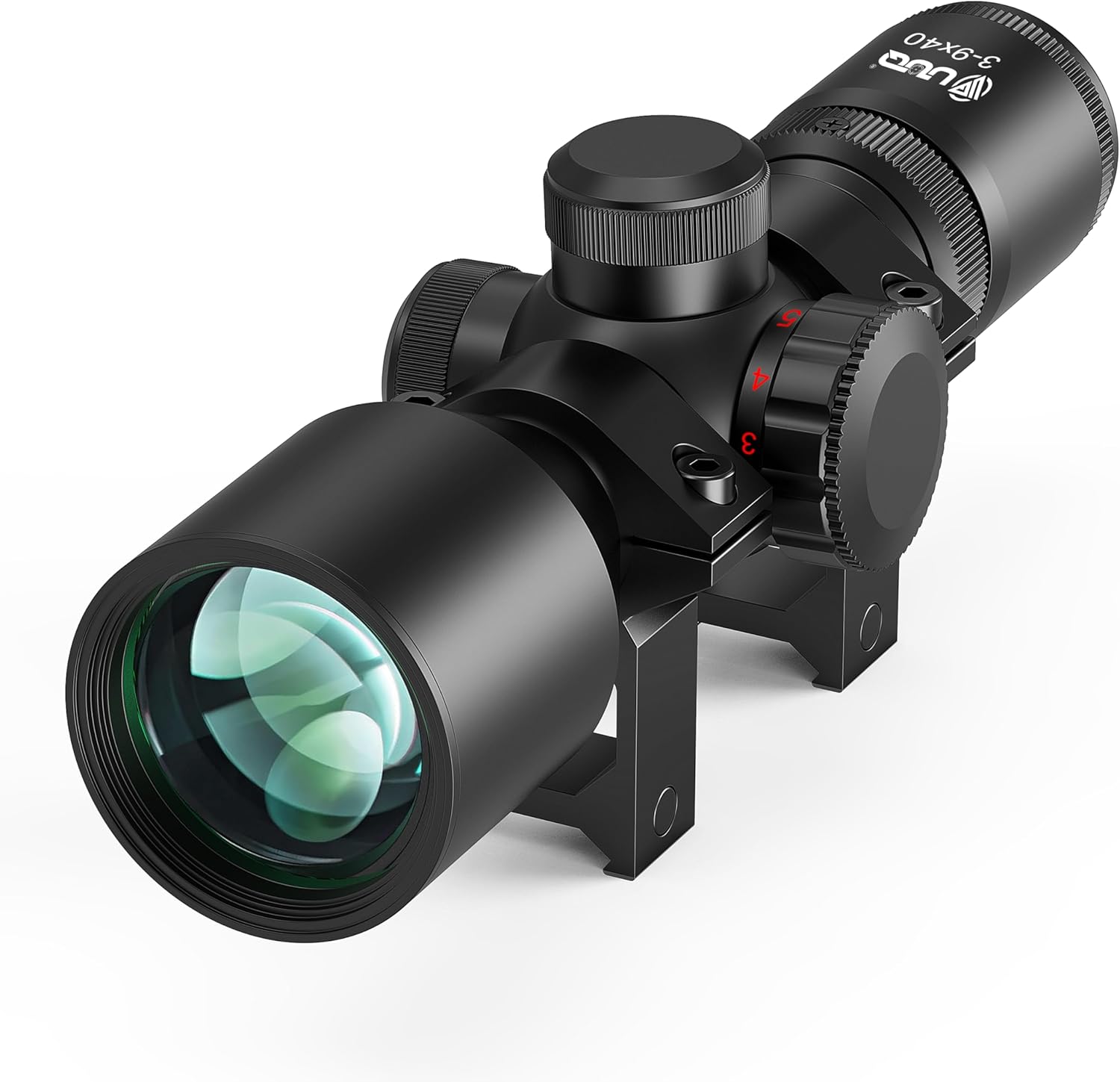 UUQ 3-9x40 Compact Rifle Scope,Red/Green Illuminated Crosshair Reticle, Extended Eye Relief,Parallax Correction & Fast Focus | Lightweight & Water-Resistant | Fits 20mm Picatinny/Weaver Rail