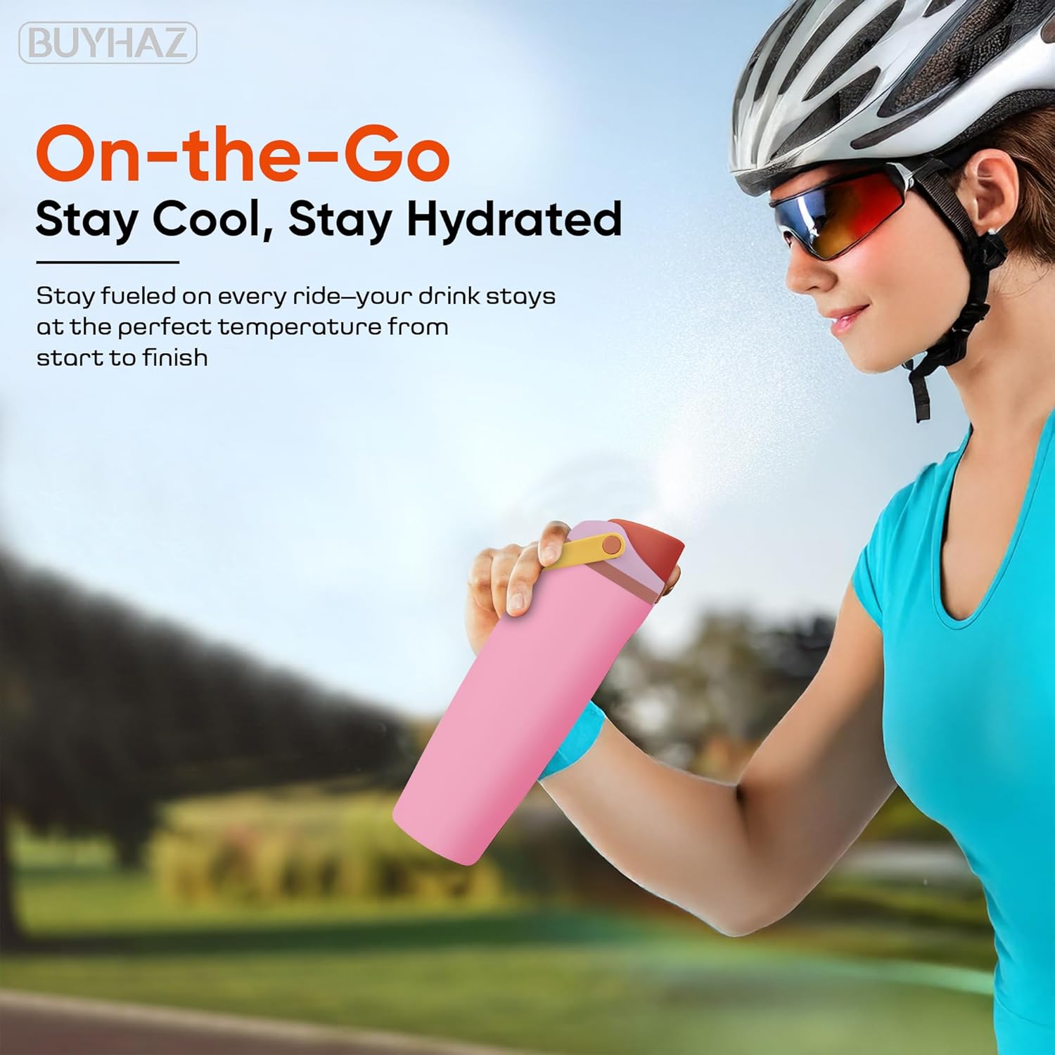 32oz Insulated Water Bottle, Stainless Steel Water Bottle with Straw Lid and Carry Handle, Leakproof BPA-Free Sports Bottle for Gym, Travel and Office