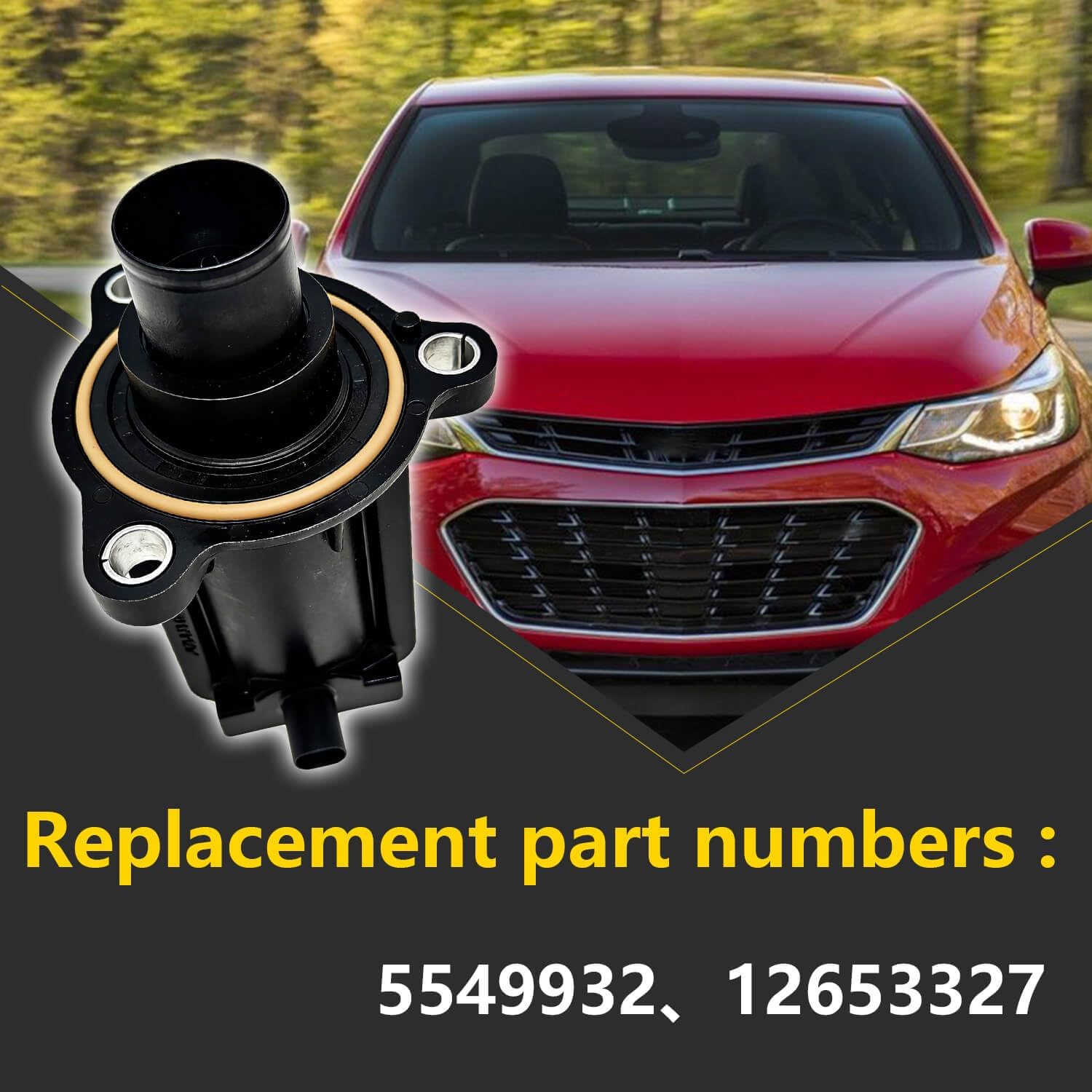 Turbocharger Bypass Valve Solenoid 55499323 12653327 Compatible with Chevrolet Malibu 2016-2023 Cruze 2016-2019 Equinox 2018-2022 Trax 2021-2022 GMC Terrain 2018-2022 Turbo Solenoid Valve