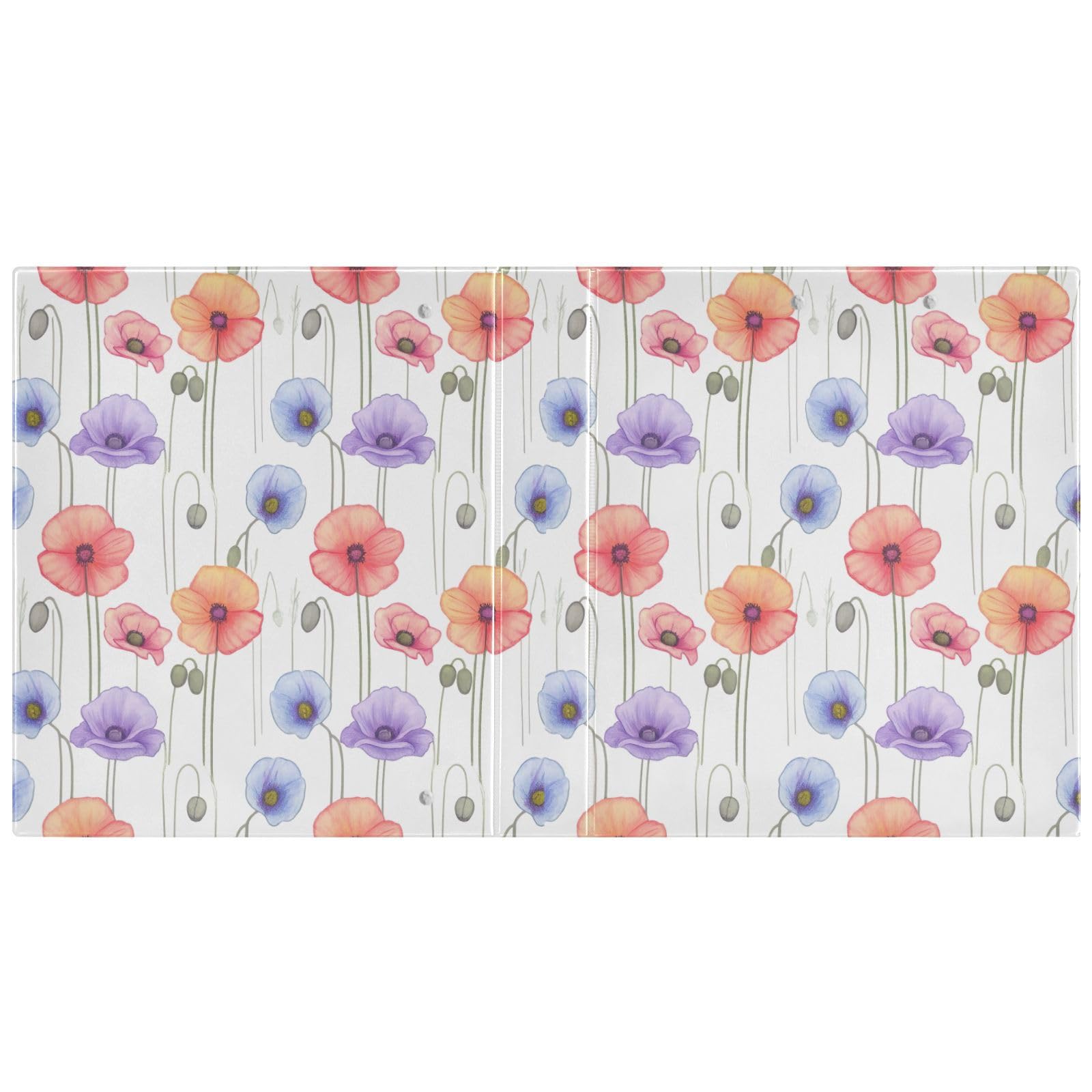 Lot de 2 classeurs décoratifs à 3 anneaux en forme de coquelicot orange pastel de 3,8 cm, avec poches, pour école, collège ou bureau