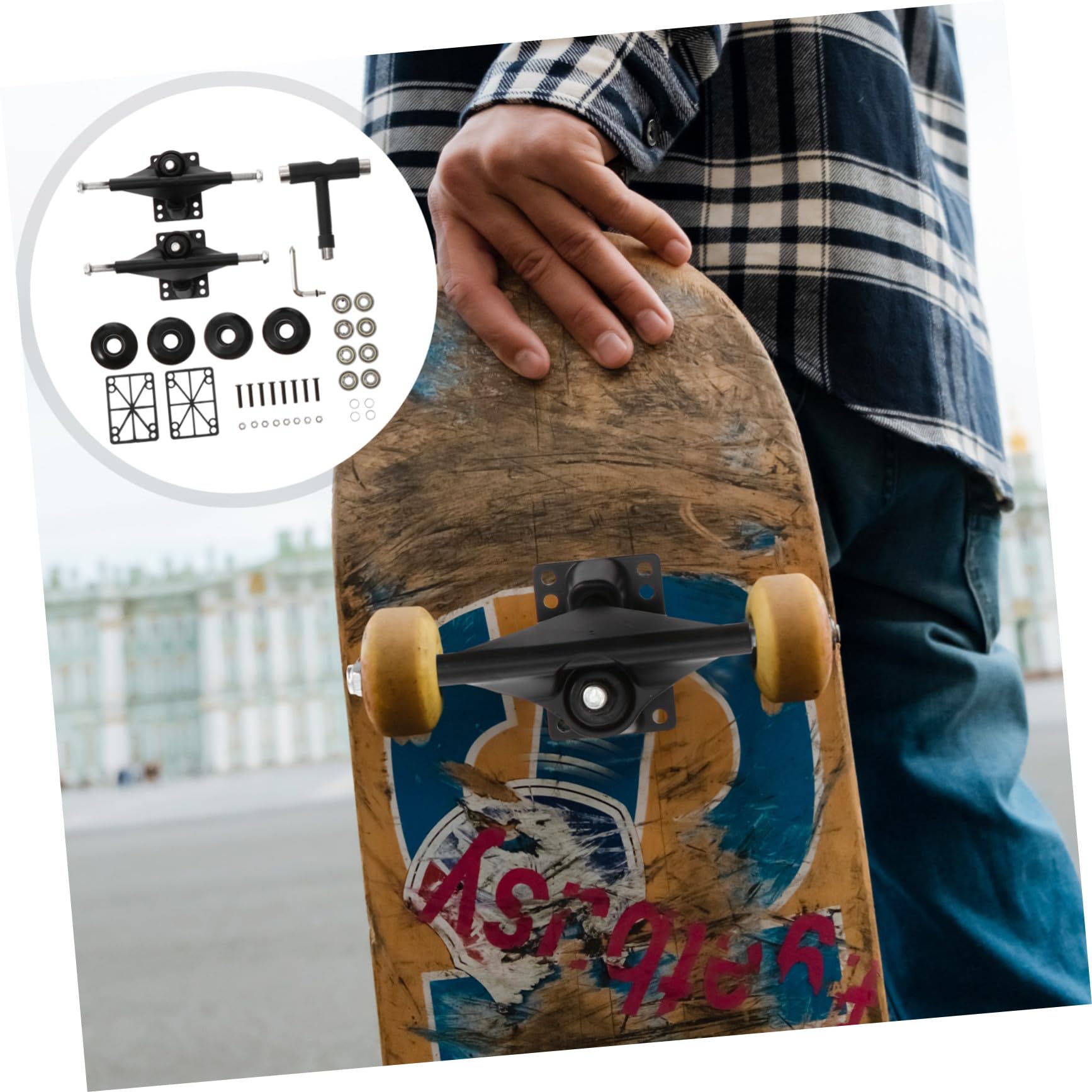 Hemobllo Kit Completo de Puerte y Ruedas Alta Capacidad de Carga Varios Estilos Fácil de Instalar para Patineta Rodamientos de Aleación de Aluminio para Skaters