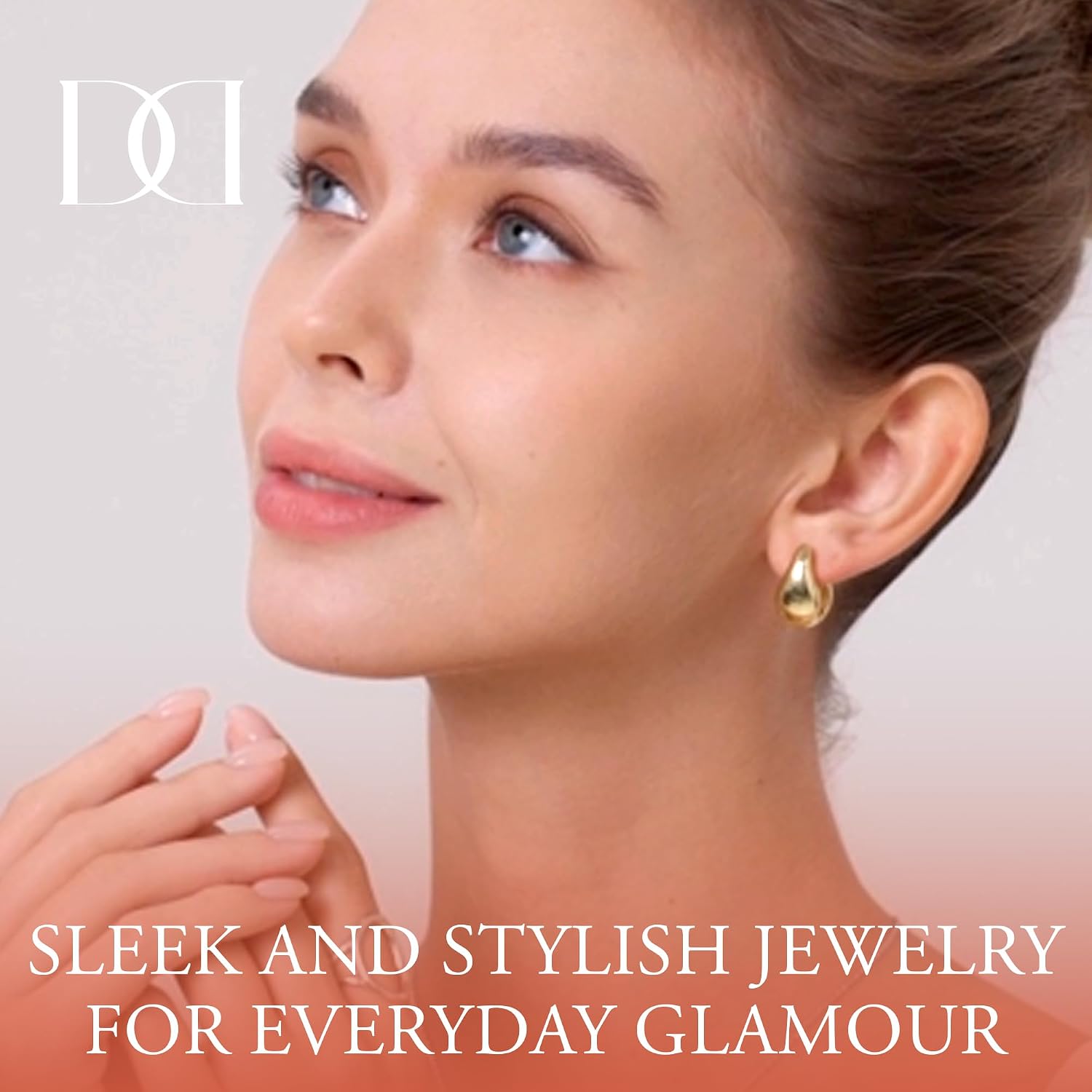 MINDDHA 14K Gold/White Gold Plated Teardrop Huggie Hoop Earrings for Women | 925 Sterling Silver Post | Teardrop Hoops |Thick Elegant Hoop Earrings - 20mm x 10mm
